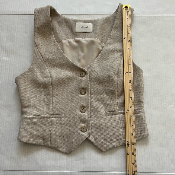 Aritzia Wilfred Desire Wool Blend Twill Suit Vest Button Preppy Academia SZ 4 - Picture 16 of 16